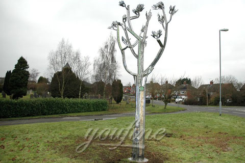 Abstract Outdoor Mirror polished stainless steel tree sculptures for yard for Sale