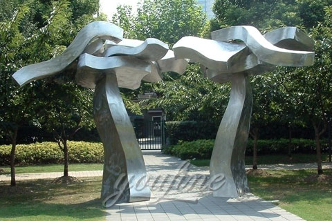 Outdoor Modern Abstract Stainless Steel Two Trees Sculptures For Garden YardPark for Sale