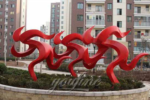 Outdoor modern abstract running walking man stainless steel sculptures in park for Sale